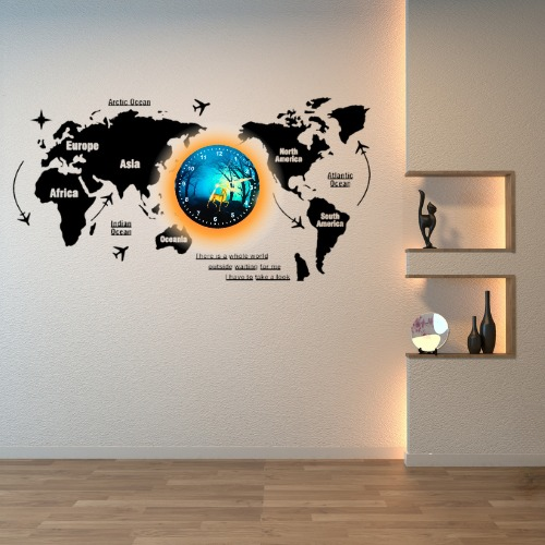 3d Wooden World Map With Esthetic Dial Wall Clock   Best Quality Wall Clock For Home Decor  Home Decor Clock 40 Inch