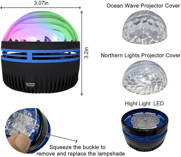 LED Starry Galaxy Projector Night Light – Rotating Star & Moon Aurora Lamp with Remote