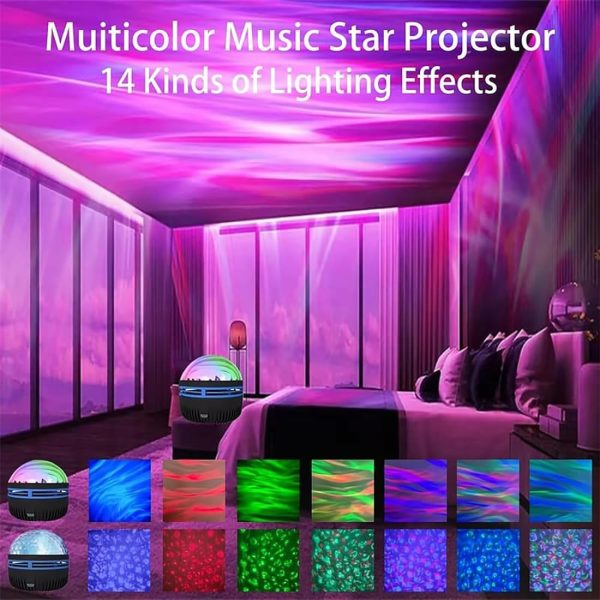 LED Starry Galaxy Projector Night Light – Rotating Star & Moon Aurora Lamp with Remote