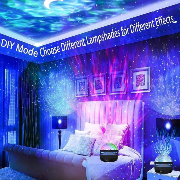 LED Starry Galaxy Projector Night Light – Rotating Star & Moon Aurora Lamp with Remote