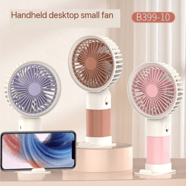 Rechargeable Portable Fan – Handheld & USB Charging with Mobile Phone Stand (Random Color)