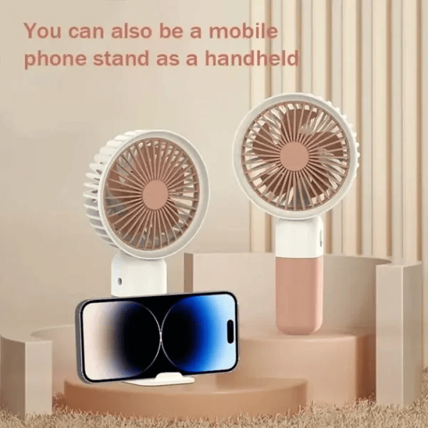 Rechargeable Portable Fan – Handheld & USB Charging with Mobile Phone Stand (Random Color)