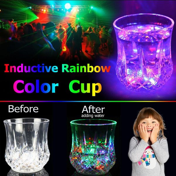 LED Flashing Water-Inductive Rainbow Color Glass – Glowing Color-Changing Mug (200ml)