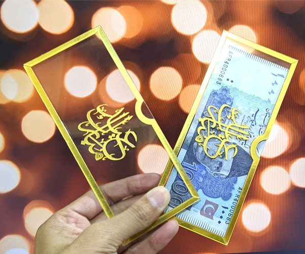 🌙 pack of 3 pic EidiGlow™ Acrylic Eid Envelopes – Reusable Eid Mubarak Gift Holders for Kids