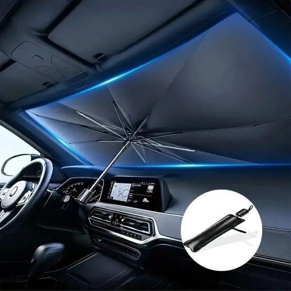 Car Windshield Sun Shade Umbrella, Sun Visor Protector, Foldable Front Window Sunshade Umbrella, Heat Insulation Protection ( Without Box )