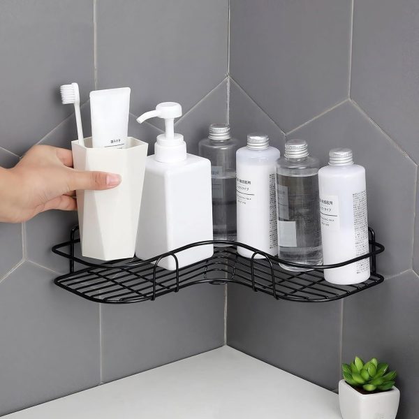 🛁 CornerMax™ Metal Corner Rack – Wall-Mount Shelf Organizer for Bathroom & Kitchen Storage (No Hooks)
