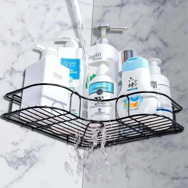 🛁 CornerMax™ Metal Corner Rack – Wall-Mount Shelf Organizer for Bathroom & Kitchen Storage (No Hooks)