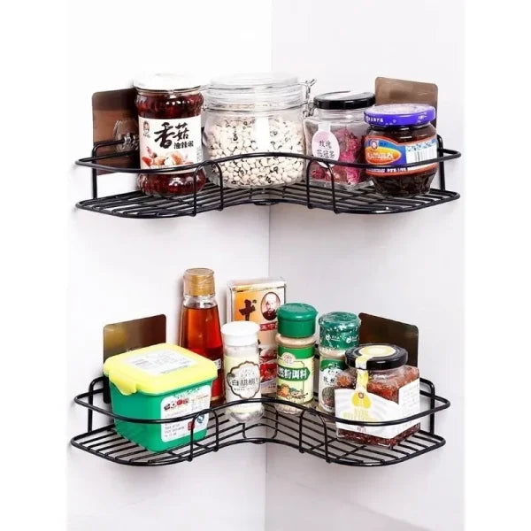 🛁 CornerMax™ Metal Corner Rack – Wall-Mount Shelf Organizer for Bathroom & Kitchen Storage (No Hooks)