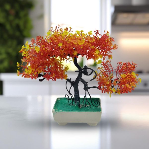 🍊 ZenBloom™ Orange Artificial Bonsai Tree – Lifelike Potted Tree for Home, Office & Bedroom Decor (1 Piece)