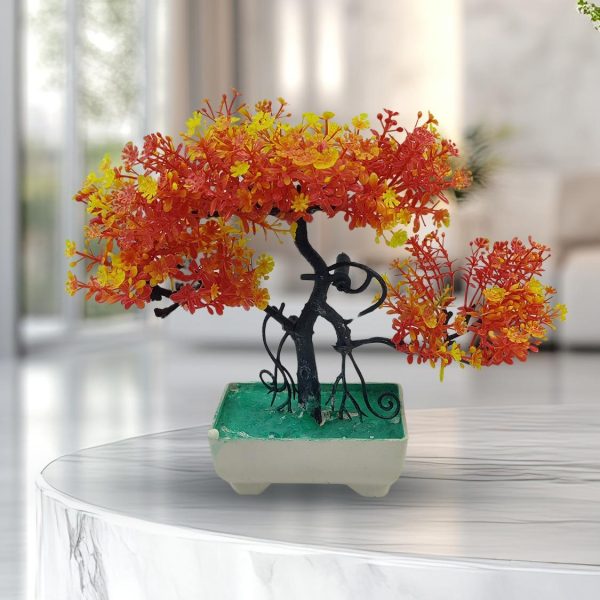 🍊 ZenBloom™ Orange Artificial Bonsai Tree – Lifelike Potted Tree for Home, Office & Bedroom Decor (1 Piece)