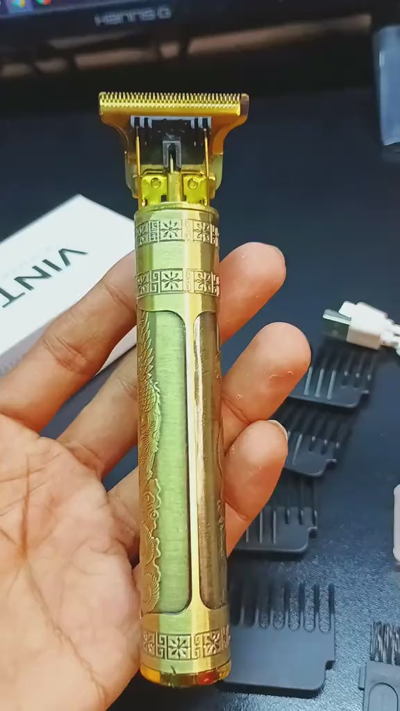 Metal Body – Vintage T9 Trimmer And Hair Clipper Cutting Machine For Men  Dragon Design  Golden Color Trimmer