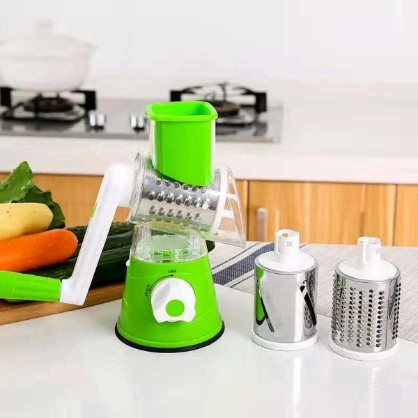 🥕 GrateMate™ Tabletop Drum Grater – Manual 3-in-1 Vegetable Slicer, Shredder & Grater for Effortless Meal Prep (Random Color)