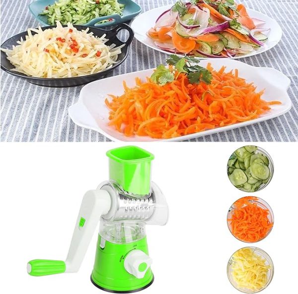 🥕 GrateMate™ Tabletop Drum Grater – Manual 3-in-1 Vegetable Slicer, Shredder & Grater for Effortless Meal Prep (Random Color)