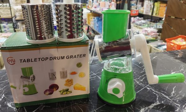 🥕 GrateMate™ Tabletop Drum Grater – Manual 3-in-1 Vegetable Slicer, Shredder & Grater for Effortless Meal Prep (Random Color)