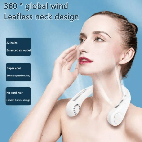 Bladeless Hanging Neck Fan – Portable, Rechargeable & Vaneless (Random Color):
